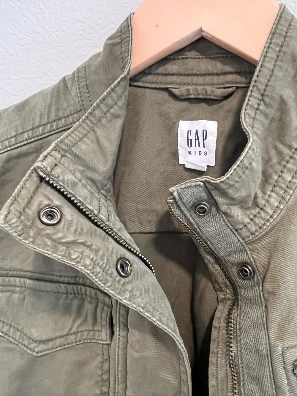 Gap Kids Olive Green Cotton Twill Military Field Utility Jacket Size XL